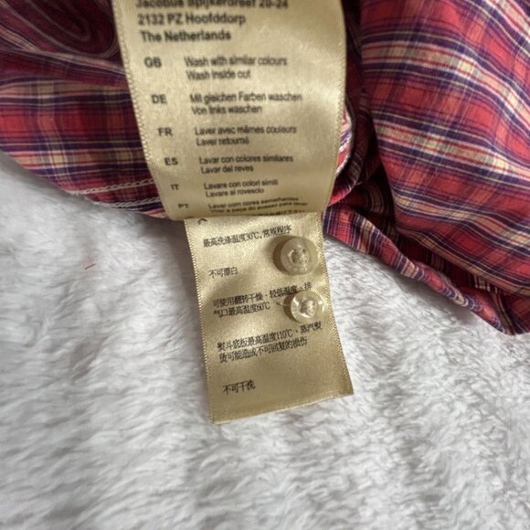 Scotch & Soda Mens Red Plaid Tokyo Toujours Button-Up Long Sleeve Shirt Large - Picture 5 of 8